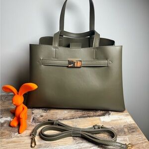Olive Green Structured Tote Bag - Versatile Women's Handbag